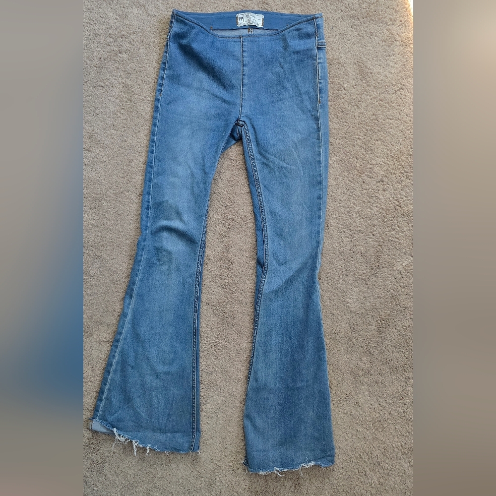 Free People Penny Pull On Denim Flare Jeans Women's Sz 24 Boho Festival